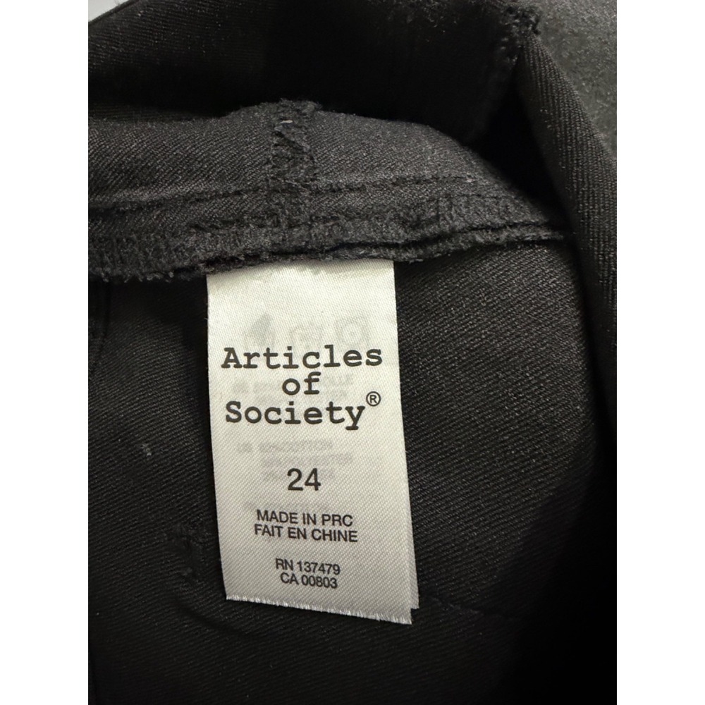 Articles of Society Sarah Coated Skinny Fit Jeans Black Womans Size 24 Mid Rise - Picture 7 of 9